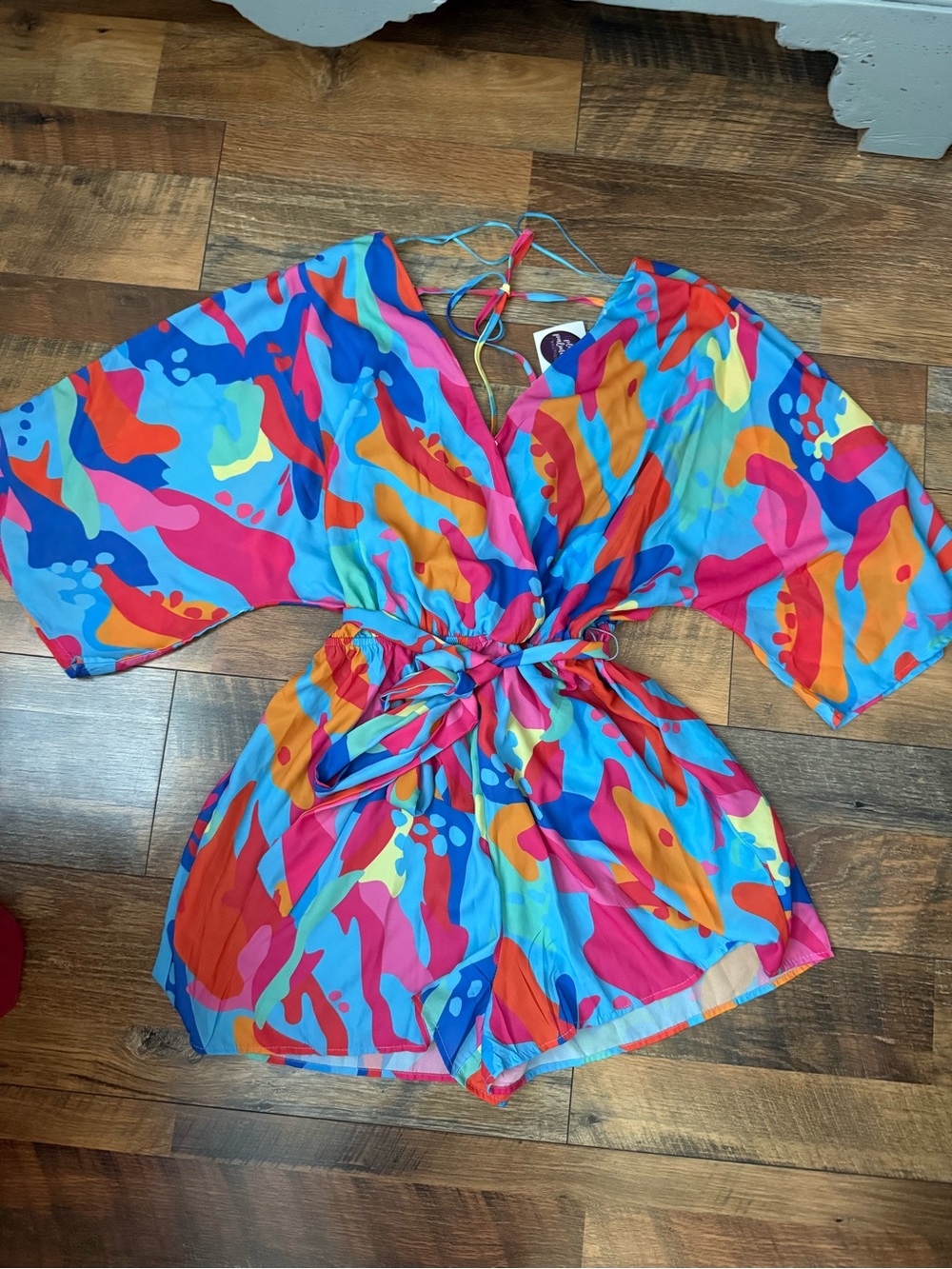 Flying Tomato Bright Blue, Pink & Orange Romper - Picture 3 of 6